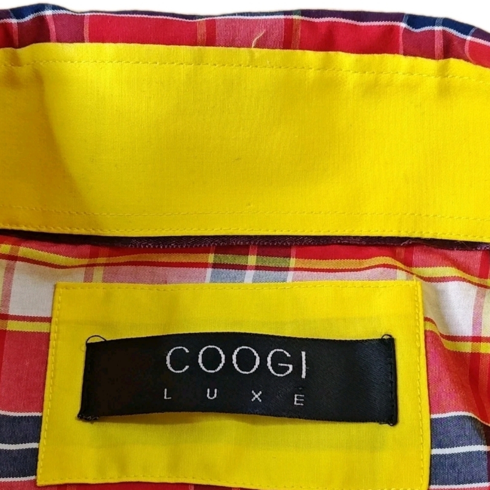 Coogi Luxe Flip Cuffs Dress Shirt 4X Red Patriot Plaid Heritage 90s Hip Hop Y2K - Picture 8 of 12